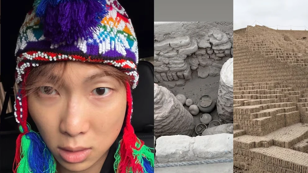 RM de BTS visitó la Huaca Pucllana en Lima y lució un chullo andino