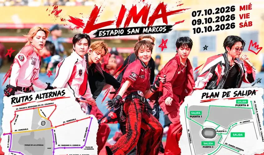 BTS en Lima 2026: rutas, accesos y horarios para San Marcos