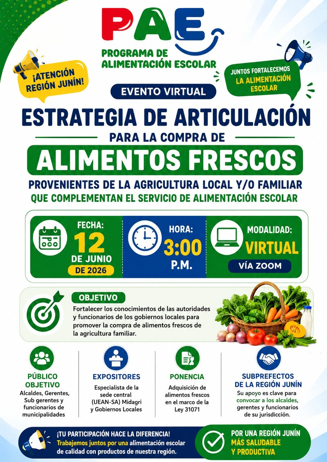 Junín fortalece alimentación escolar con agricultura familiar