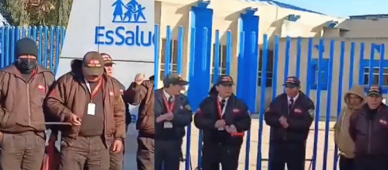 Vigilantes Essalud Huancayo protestan por 3 meses impagos