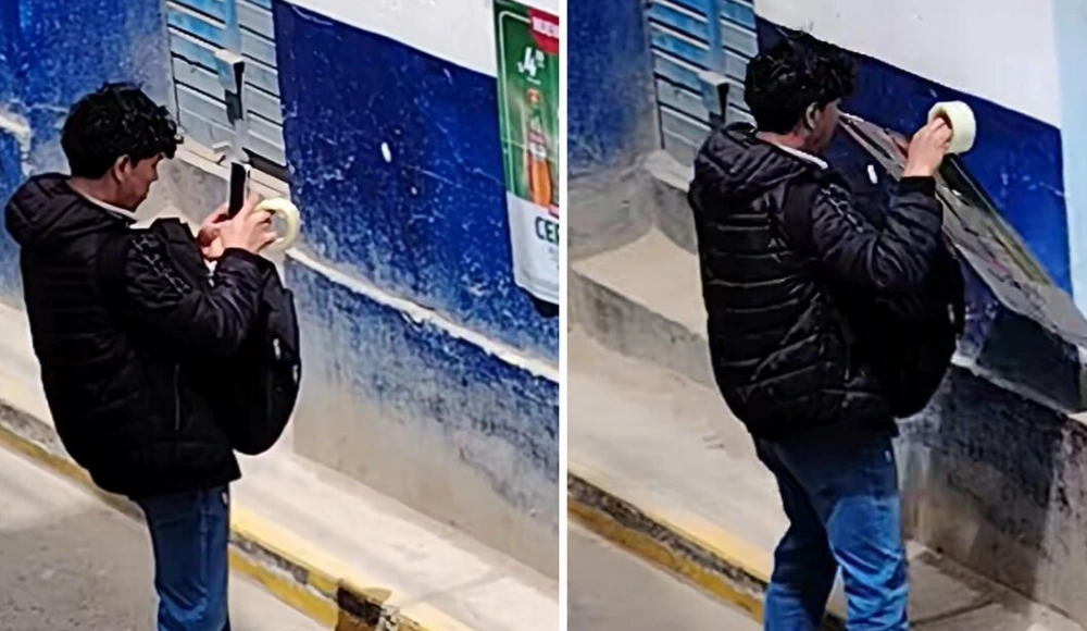 Polémica por joven que pega y quita afiches